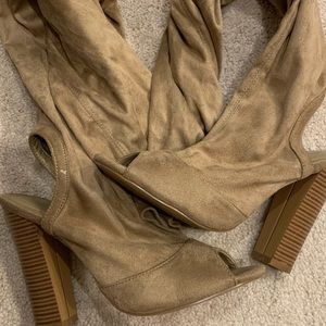 Open toe & heel knee high heels